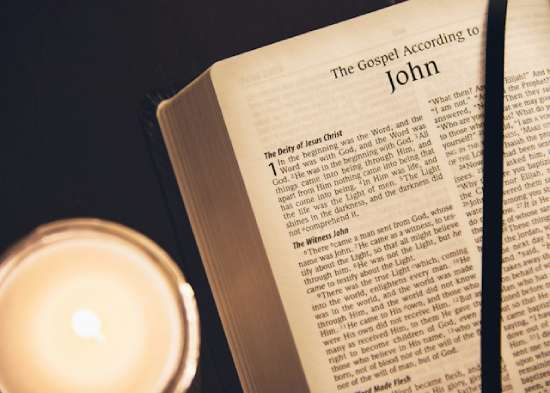 The Bible open to the book of John