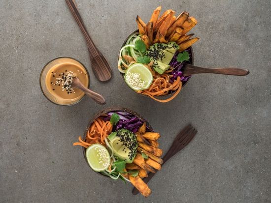 Bowls of colorful veggies