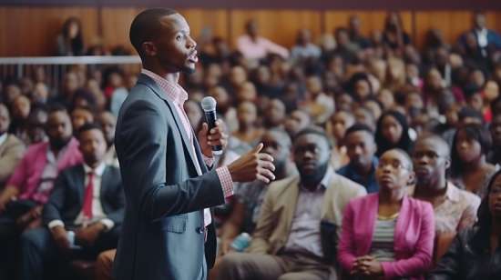 An Adventist pastor presents an evangelistic sermon to a full church