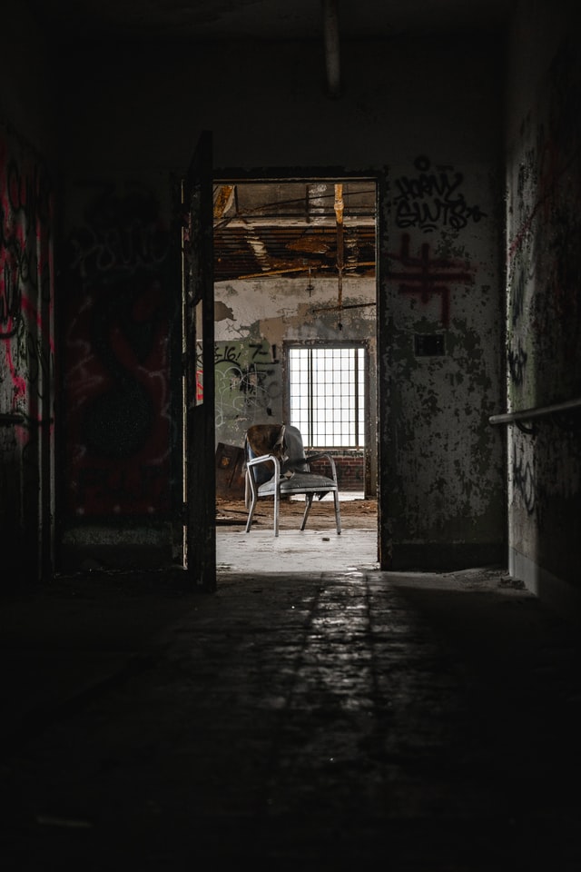 An abandoned chair in a devastated house, representing the way the Israelites lost their city, possessions, and loved ones