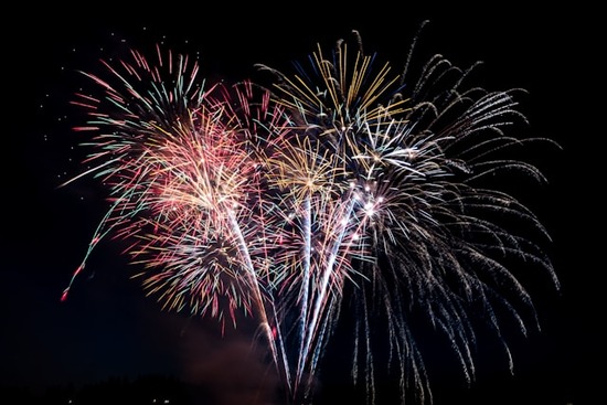 Different colored fireworks for a patriotic celebration of a countries independence day