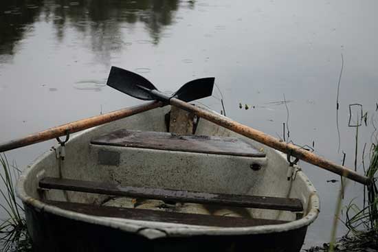 An empty fishing boat as we study how Jesus called 4 fishermen - Andrew, Peter, James and John and they followed Him.