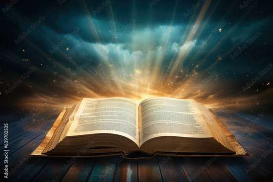 God's Word, opened up on a wooden table, glows with truth and wisdom, exemplifying our need for the Holy Scriptures.