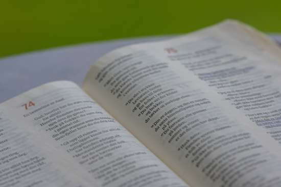 A zoomed-in image of an open Bible.